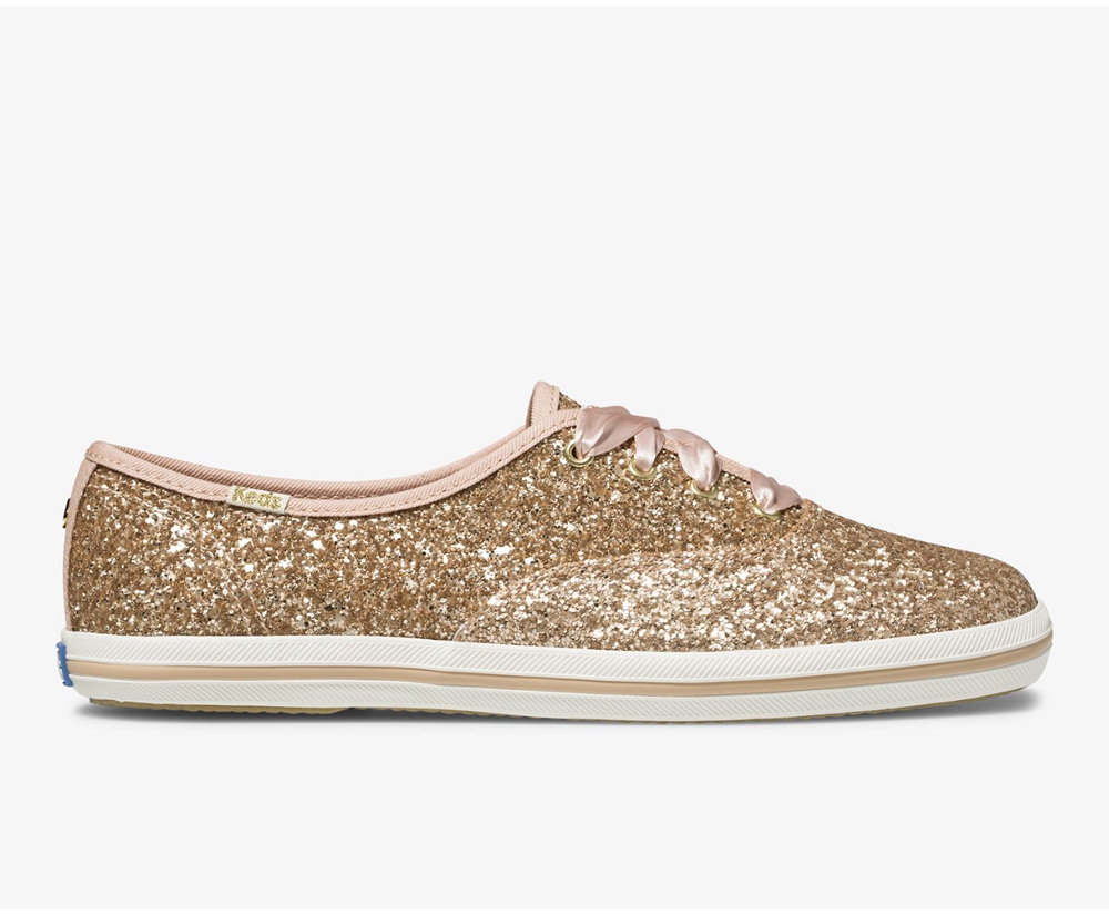 Basket Keds Femme Rose Doré - Kate Spade New York Champion Glitter - 593-ILTHVA